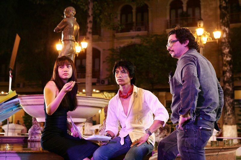 Truong Ngoc Anh, Dusitn Nguyen & Othello Khanh on location at Qbar Saigon