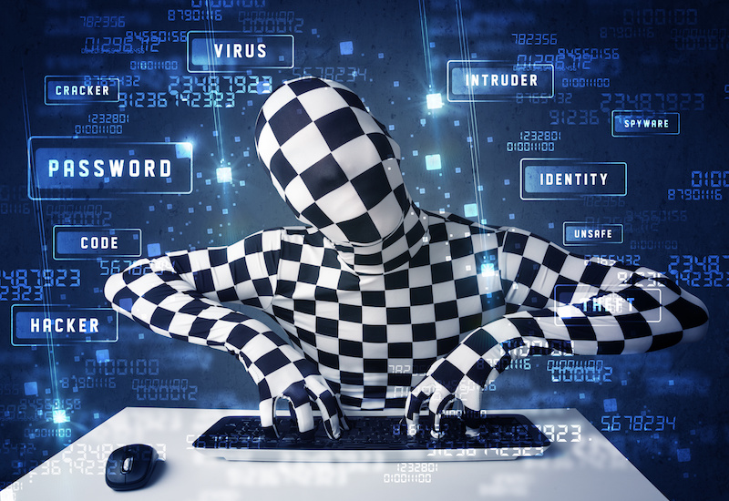 Man without identity programing in technology enviroment with cyber icons and symbols